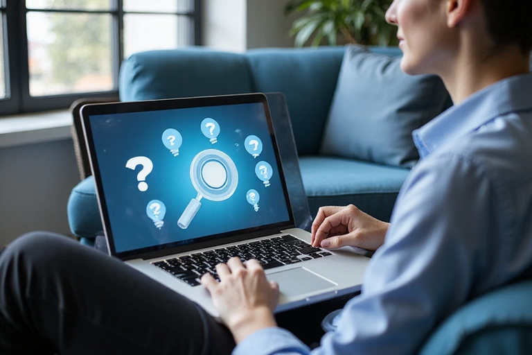 Person searching for answers on a laptop