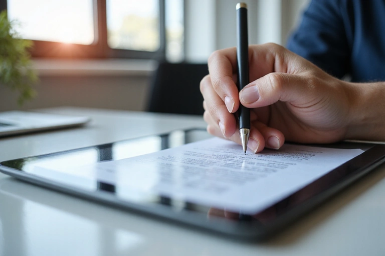 Digital contract signing on a tablet